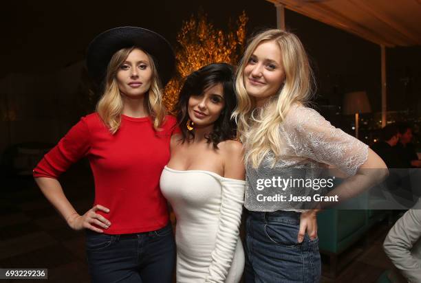 Actresses Aly Michalka, Mikaela Hoover and AJ Michalka attend the Comedy Central premiere party for The Jim Jefferies Show on June 6, 2017 in West...