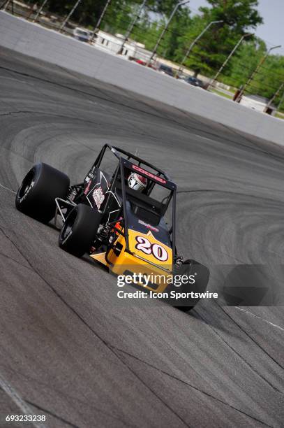 Jerry Coons Jr Gene Nolen Racing makes a lap in time trials for the Carb Night Classic United States Auto Club Silver Crown Champ Car Series 100-lap...