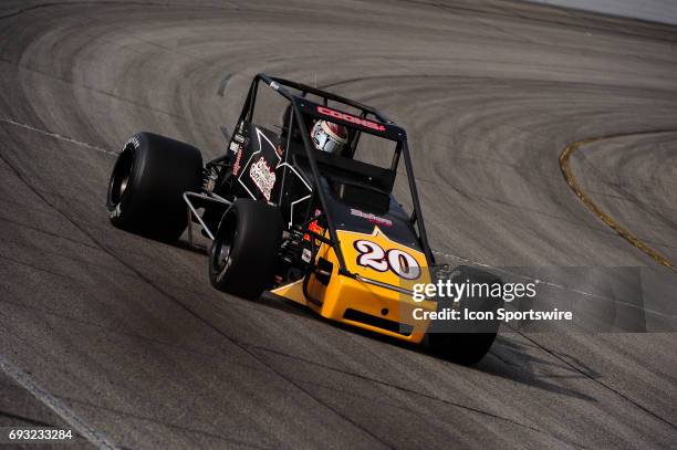 Jerry Coons Jr Gene Nolen Racing makes a lap in time trials for the Carb Night Classic United States Auto Club Silver Crown Champ Car Series 100-lap...