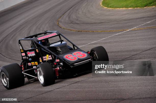 Kody Swanson DePalma Motorsports makes a lap in time trials for the Carb Night Classic United States Auto Club Silver Crown Champ Car Series 100-lap...