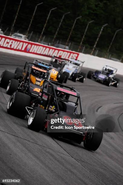 Kody Swanson DePalma Motorsports leads his brother Tanner Swanson Bowman Canine Racing and Bobby Santos DJ Racing in the Carb Night Classic United...