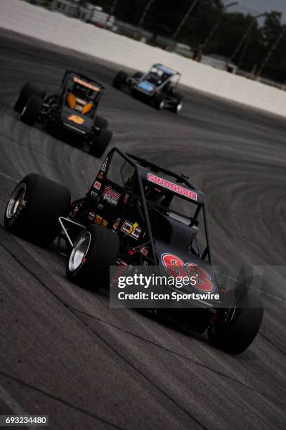 Kody Swanson DePalma Motorsports leads his brother Tanner Swanson Bowman Canine Racing and Bobby Santos DJ Racing in the Carb Night Classic United...