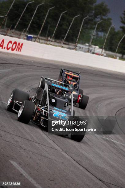 Bobby Santos DJ Racing races in the Carb Night Classic United States Auto Club Silver Crown Champ Car Series 100-lap feature, Friday, May 26 on Lucas...