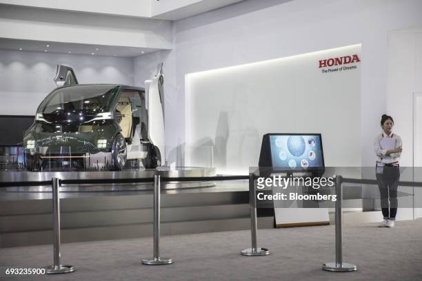 Honda Motor Co.'s NeuV concept car on display at the Consumer Electronics Show Asia in Shanghai, China, on Wednesday, June 7, 2017. The show runs...