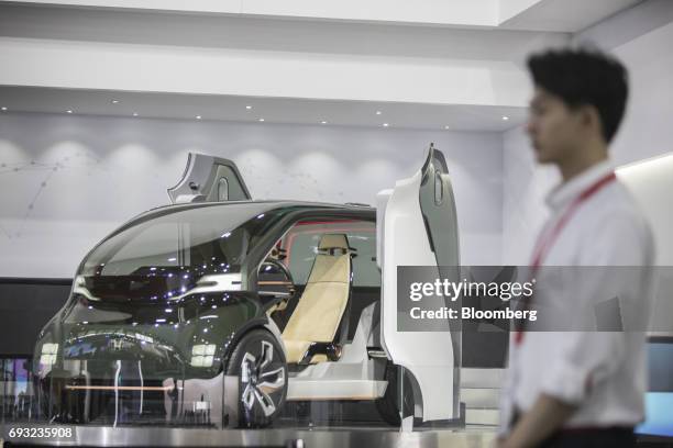 Honda Motor Co.'s NeuV concept car on display at the Consumer Electronics Show Asia in Shanghai, China, on Wednesday, June 7, 2017. The show runs...