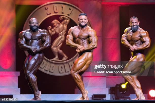 Charles Dixon , Zane Watson and Guy Cisternino compete in the Arnold Classic 212 as part of the Arnold Sports Festival on March 3 at the Greater...