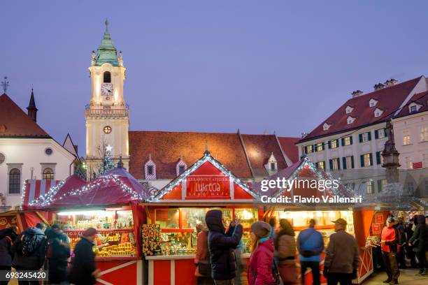 bratislava at christmas, the hlavné námestie (main square)-slovakia - slovacchia stock pictures, royalty-free photos & images