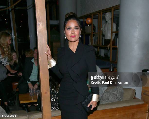 Salma Hayek attends the Gucci & The Cinema Society after party of Roadside Attractions' "Beatriz At Dinner" at Mr. Purple on June 6, 2017 in New York...