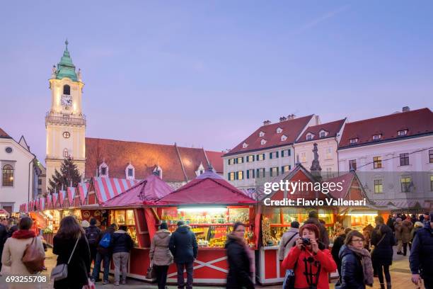 bratislava at christmas, the hlavné námestie (main square)-slovakia - slovacchia stock pictures, royalty-free photos & images