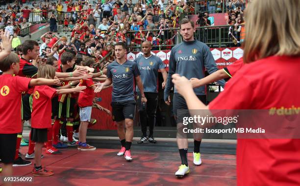 Brussels , Belgium / Training and Family Day Red Devils /"nVincent KOMPANY - Eden HAZARD - Jan VERTONGHEN"nPicture Vincent Van Doornick / Isosport