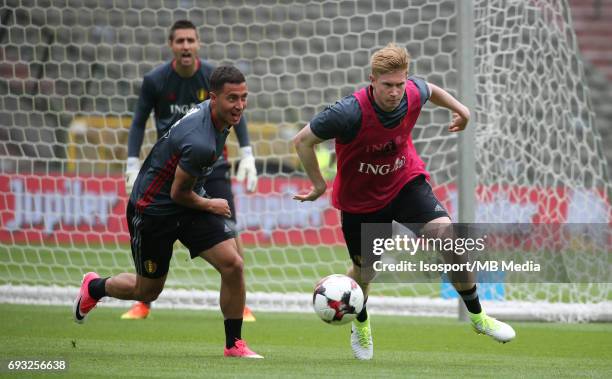 Brussels , Belgium / Training and Family Day Red Devils /"nEden HAZARD - Kevin DE BRUYNE"nPicture Vincent Van Doornick / Isosport