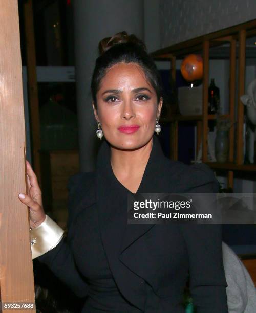 Salma Hayek attends the Gucci & The Cinema Society after party of Roadside Attractions' "Beatriz At Dinner" at Mr. Purple on June 6, 2017 in New York...
