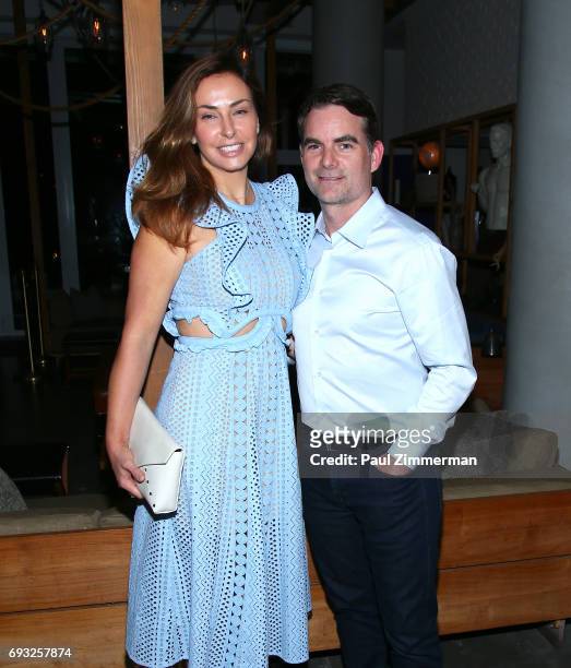 Ingrid Vandebosch and Jeff Gordon attend the Gucci & The Cinema Society after party of Roadside Attractions' "Beatriz At Dinner" at Mr. Purple on...
