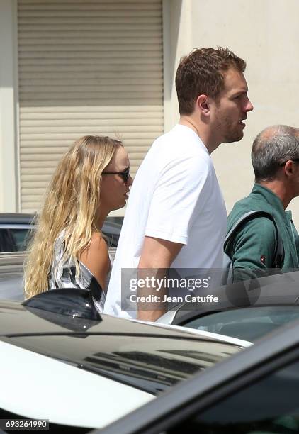 Caroline Wozniacki of Denmark and her boyfriend David Lee, NBA player of San Antonio Spurs sighting on day 10 of the 2017 French Open, second Grand...