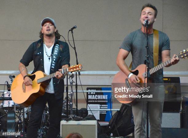 Singer/ songwriters Stephen Barker Liles and Eric Gunderson of Love & Theft perform during LEWISPALOOZA No. 7 at the Tin Roof on June 6, 2017 in...
