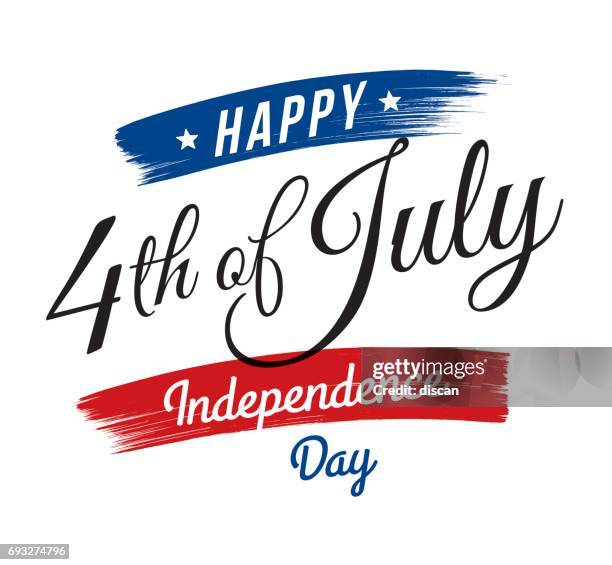 july fourth, united stated independence day greeting - 4th of july type stock illustrations