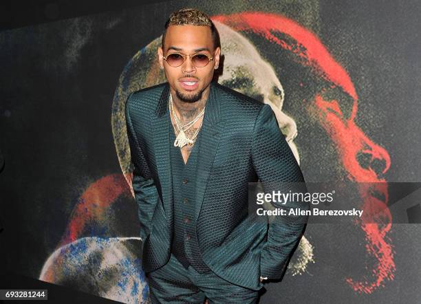 Singer Chris Brown attends the premiere of Fathom Events' "Chris Brown: Welcome To My Life" at Regal LA Live Stadium 14 on June 6, 2017 in Los...