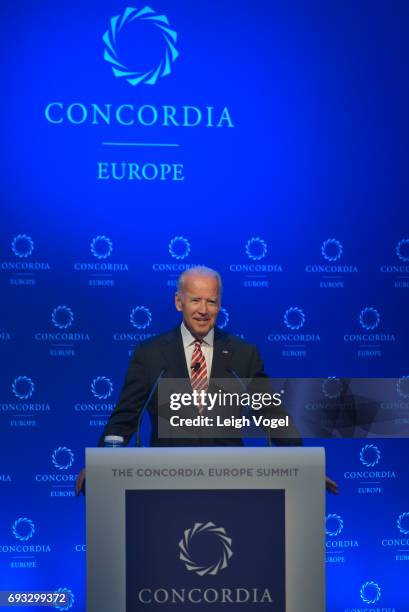 Former Vice President of the United States Joseph Biden speaks during the Concordia Europe Summit on June 7, 2017 in Athens, Greece.