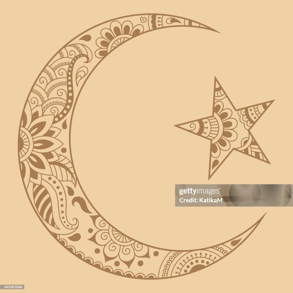 Muslims Sign Color Religious Islamic Symbol Of The Star And The Crescent Decorative Sign ...