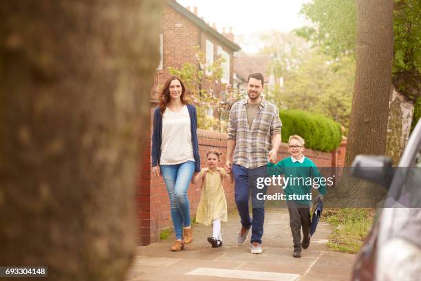 walking to school - school district stock pictures, royalty-free photos & images