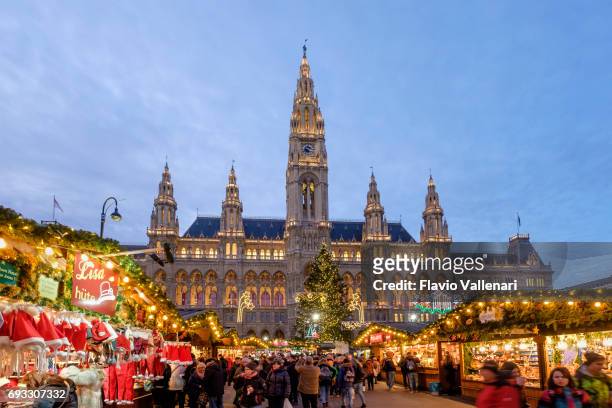 vienna at christmas, rathausplatz & vienna city hall - austria - vienna stock pictures, royalty-free photos & images
