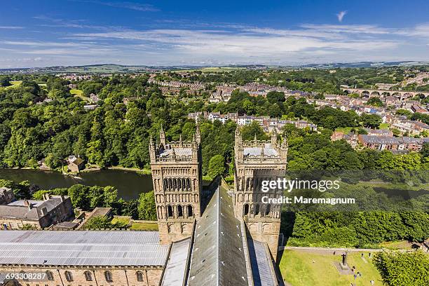 view from the top of the durham cathedral - durham stock-fotos und bilder