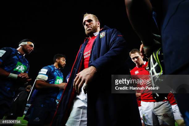 James Haskell of the Lions walks off after losing the match between the Auckland Blues and the British & Irish Lions at Eden Park on June 7, 2017 in...