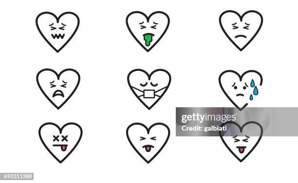 emojis heart 6 - throwing up stock illustrations