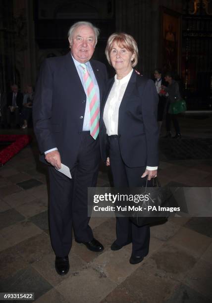 Jimmy Tarbuck and wife Pauline in Westminister Abbey, London ahead of Service of Thanksgiving for the Life and Work of the Ronnie Corbett who died...