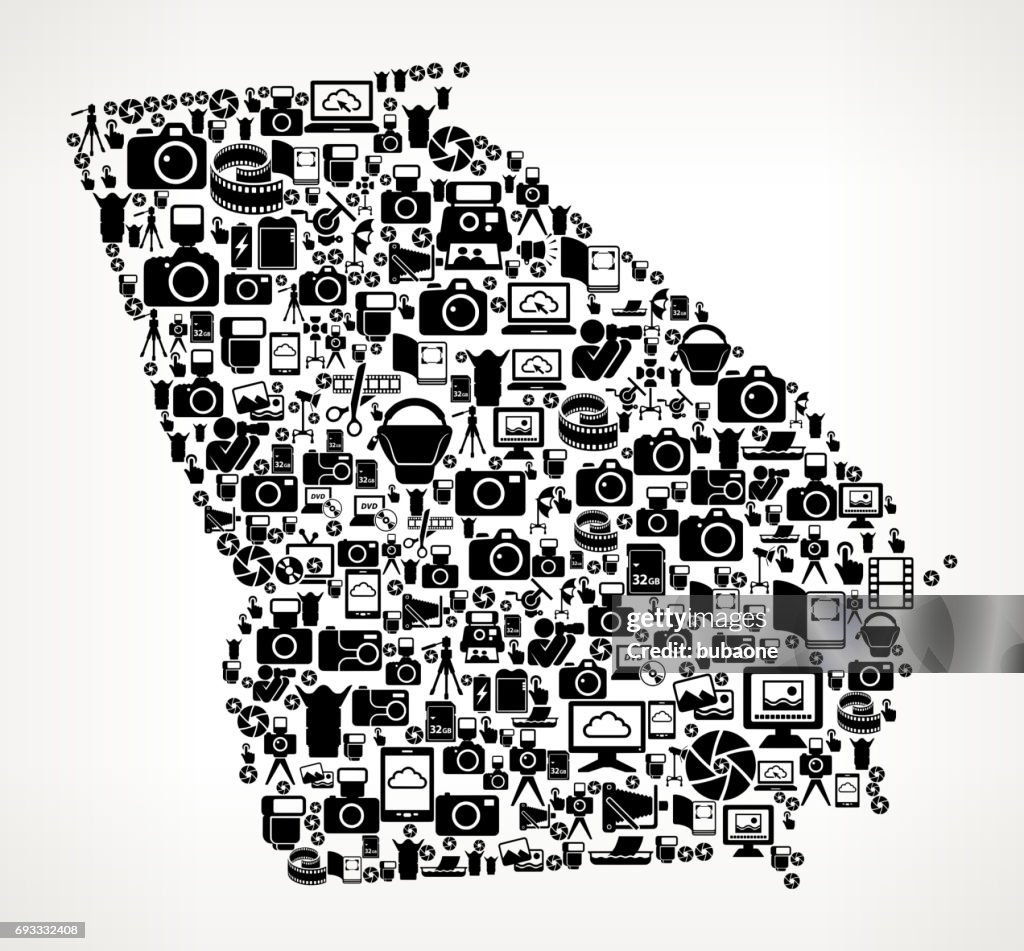 Georgia Photography Black And White Vector Icons Background High-Res