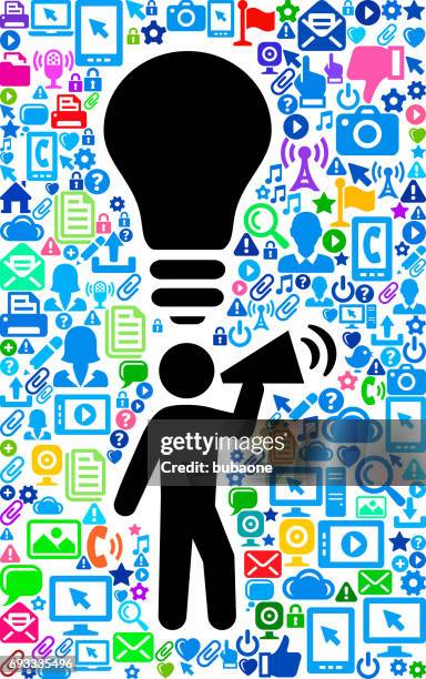 man and megaphone technology web vector background pattern - like button pattern stock illustrations