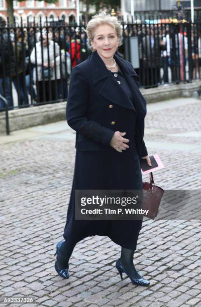 Patricia Hodge attends a memorial service for comedian Ronnie Corbett at Westminster Abbey on June 7, 2017 in London, England. Corbett died in March...