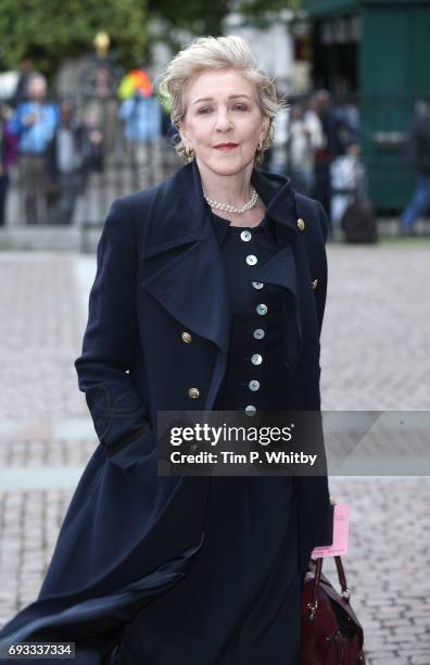 Patricia Hodge attends a memorial service for comedian Ronnie Corbett at Westminster Abbey on June 7, 2017 in London, England. Corbett died in March...