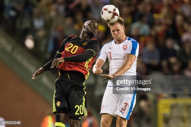 Christian Benteke of Belgium, Tomas Kalas of Czech Republicduring the friendly match between Belgium and Czech Republic on June 05, 2017 at the...