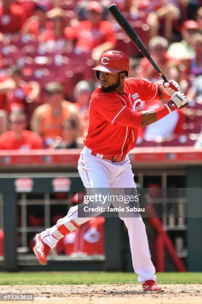 Arismendy Alcantara of the Cincinnati Reds bats against the Atlanta Braves at Great American Ball Park on June 4, 2017 in Cincinnati, Ohio.