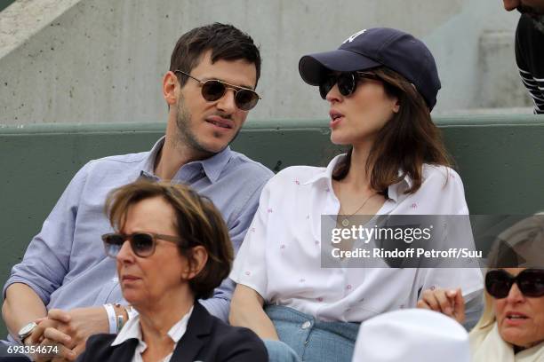 Actor Gaspard Ulliel and his wife Gaelle Pietri are spotted at Roland Garros on June 7, 2017 in Paris, France.