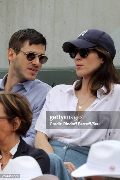 Actor Gaspard Ulliel and his wife Gaelle Pietri are spotted at Roland Garros on June 7, 2017 in Paris, France.