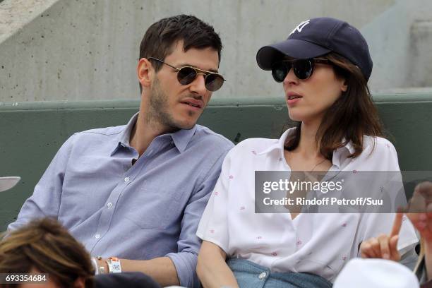 Actor Gaspard Ulliel and his wife Gaelle Pietri are spotted at Roland Garros on June 7, 2017 in Paris, France.