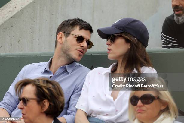 Actor Gaspard Ulliel and his wife Gaelle Pietri are spotted at Roland Garros on June 7, 2017 in Paris, France.