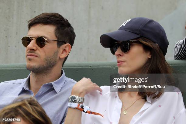 Actor Gaspard Ulliel and his wife Gaelle Pietri are spotted at Roland Garros on June 7, 2017 in Paris, France.