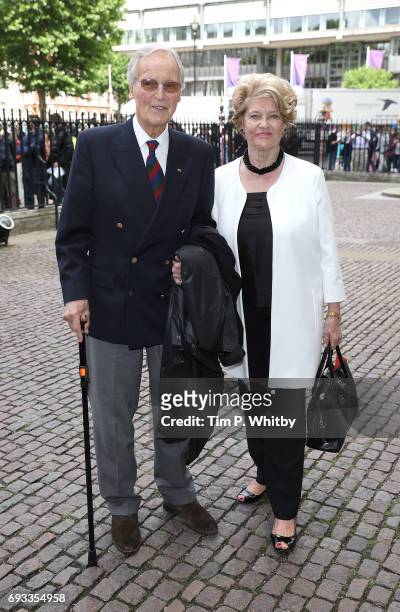 Nicholas Parsons and Ann Reynolds attend a memorial service for comedian Ronnie Corbett at Westminster Abbey on June 7, 2017 in London, England....