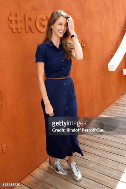 Host Ophelie Meunier attends the 2017 French Tennis Open - Day Eleven at Roland Garros on June 7, 2017 in Paris, France.