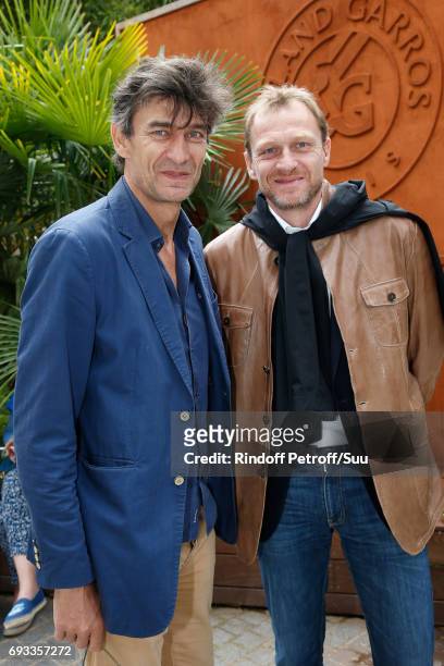 Producers Eric Altmayer and his brother Nicolas Altmayer attend the 2017 French Tennis Open - Day Eleven at Roland Garros on June 7, 2017 in Paris,...