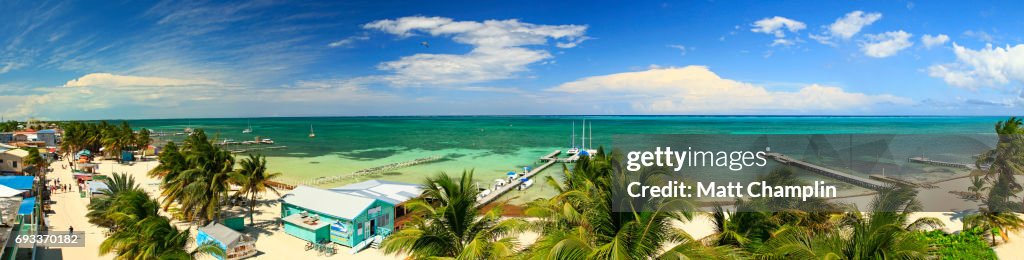 Beach and Barrier Reef at Caye Caulker, Belize