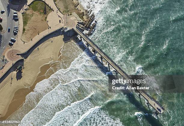aerial view of shark rock pier, port elizabeth - port elizabeth stock pictures, royalty-free photos & images