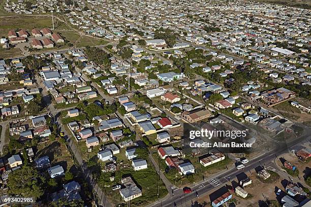 aerial view of walmer township, port elizabeth - port elizabeth south africa stock pictures, royalty-free photos & images