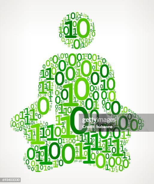 meditation binary code zero one vector illustration - virtual exercise stock illustrations