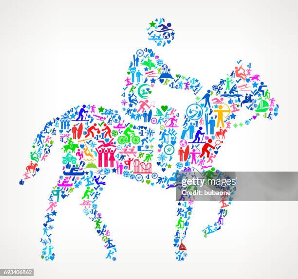horse riding active lifestyle vector icon pattern - rodeo background stock illustrations