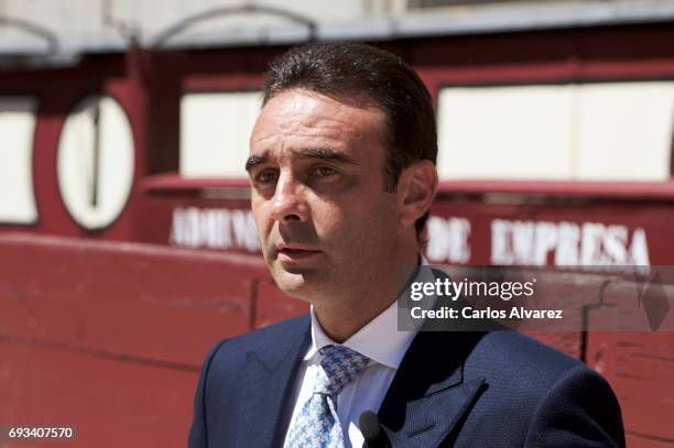 Spanish bullfighter Enrique Ponce receives the 'Oreja de Oro' award at Las Ventas Bullring on June 7, 2017 in Madrid, Spain.