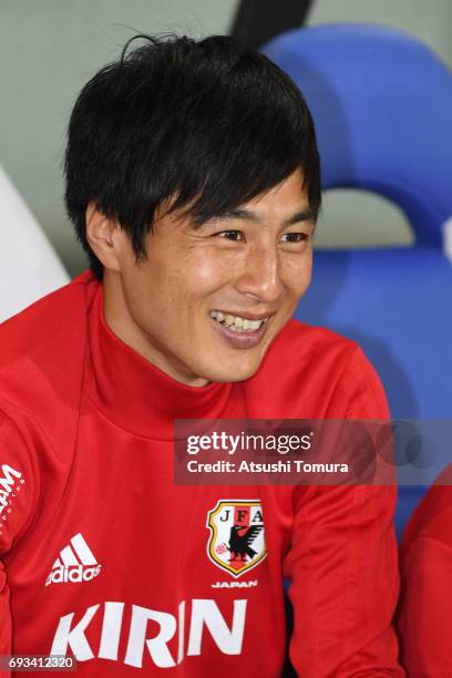 Kohei Kato of Japan smiles during the international friendly match between Japan and Syria at Tokyo Stadium on June 7, 2017 in Chofu, Tokyo, Japan.